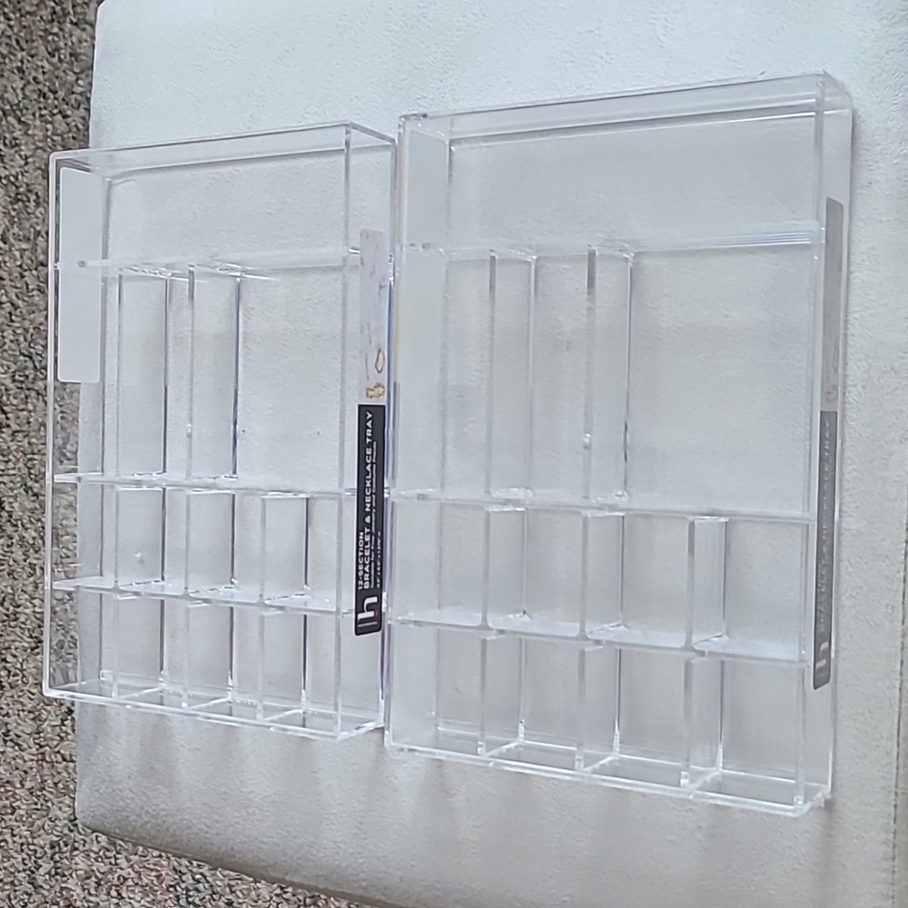 HOME EXPRESSIONS 12-SECTION BRACELET AND NECKLACE TRAYS BUNDLE OF 2 TRAYS